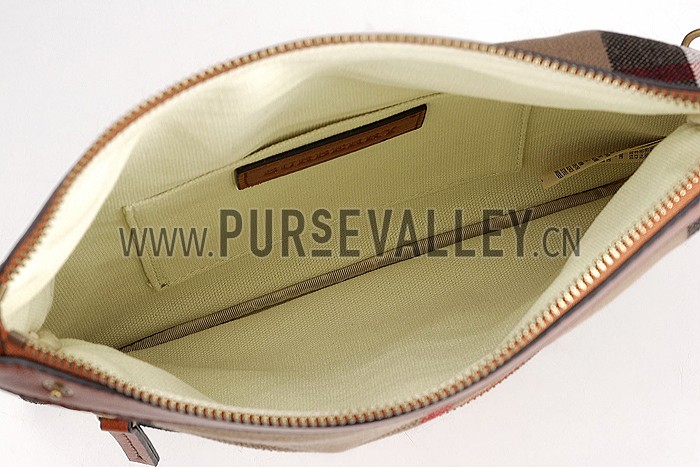 Burberry Canvas Check Foldover Crossbody Bag Saddle Brown 608275