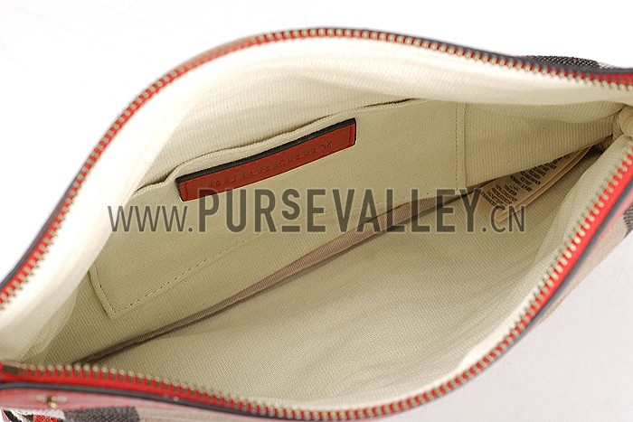 Burberry Canvas Check Foldover Crossbody Bag Cadmium Red 608276