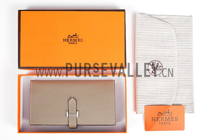 Hermes Bearn Wallet Etoupe Grey 608077