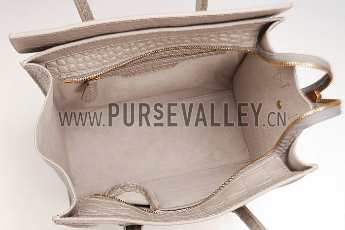 Celine Micro Luggage Crocodile Grey