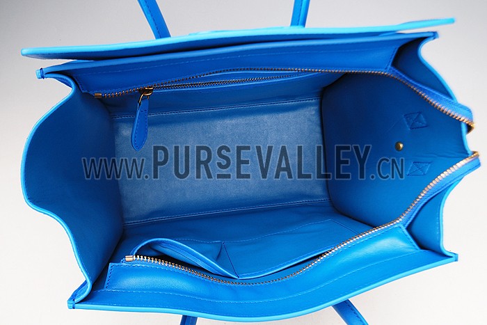 Celine Mini Luggage Blue Leather/Suede Leather