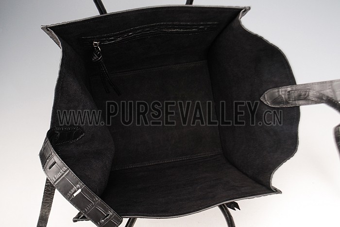 Celine Phantom Medium Black Crocodile Leather