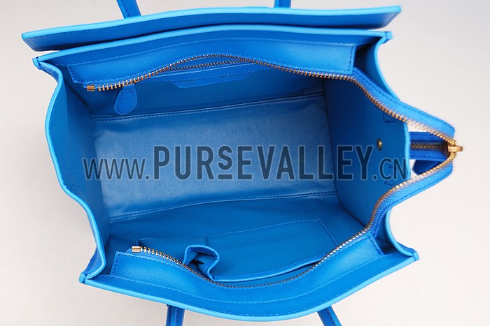Celine Micro Luggage Blue Leather/Suede Leather