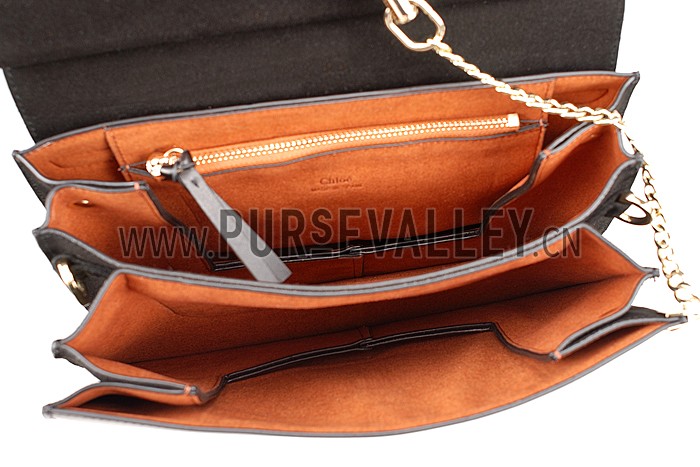 Chloe Faye Suede Flap Black Shoulder Bag