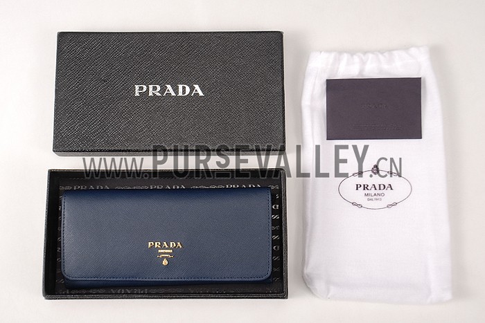 Prada Saffiano Leather Dark Blue Wallet