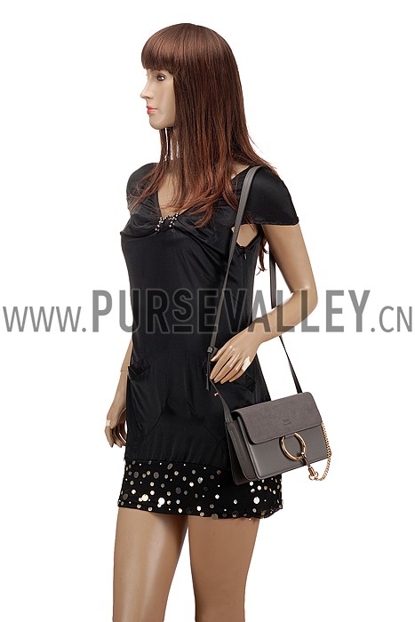 Chloe Faye Small Bag Grey Suede Leather Flap