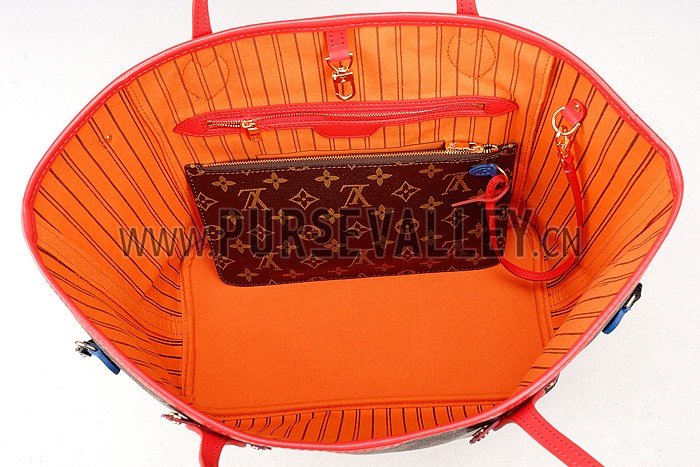 Louis Vuitton Monogram Totem Neverfull Red