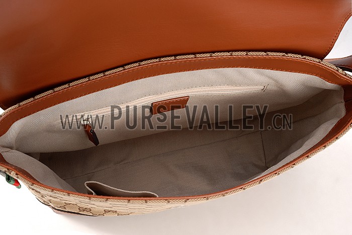 Gucci Original GG Canvas Messenger Flap Bag Brown