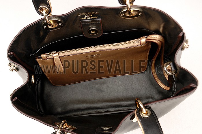 Diorissimo Medium Dark Gold and Black City Bag