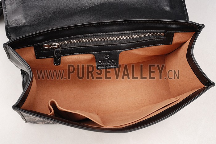 Gucci Padlock Arabesque Canvas Shoulder Bag Black