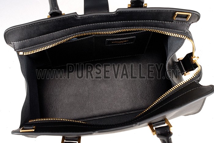 Saint Laurent Monogram Cabas Small Leather Bag Black