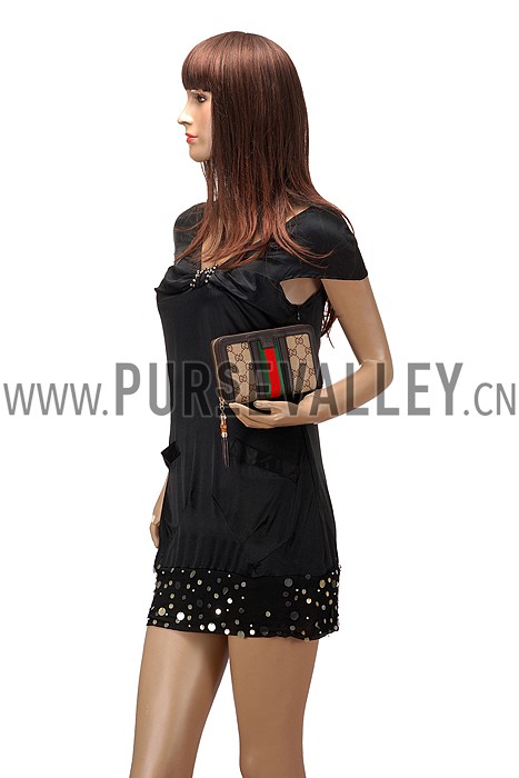 Gucci Vintage Web GG Canvas Wallet Brown