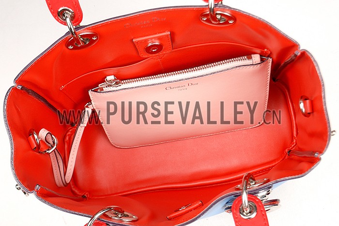 Diorissimo Medium Light Blue, Light Pink and Red City Bag
