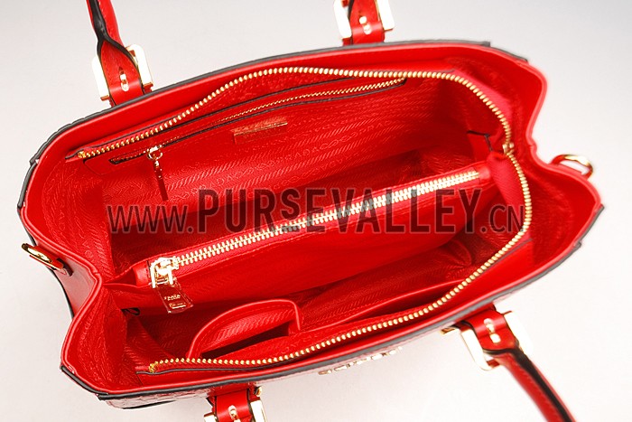 Prada Crocodile Leather Shoulder Bag Red