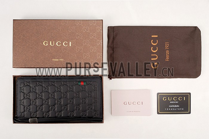 Gucci Signature Black Wrist Wallet With Web Detail