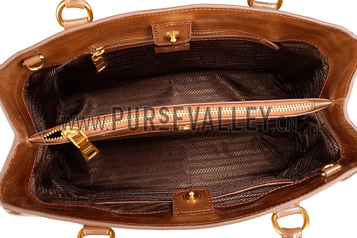 Prada Classic Patent Leather Satchel Brown