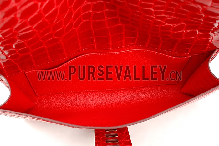 Hermes Medor Crocodile Leather Red Clutch 18926683