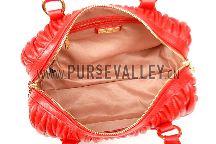 Miu Miu Matelasse Top Handle Large Red