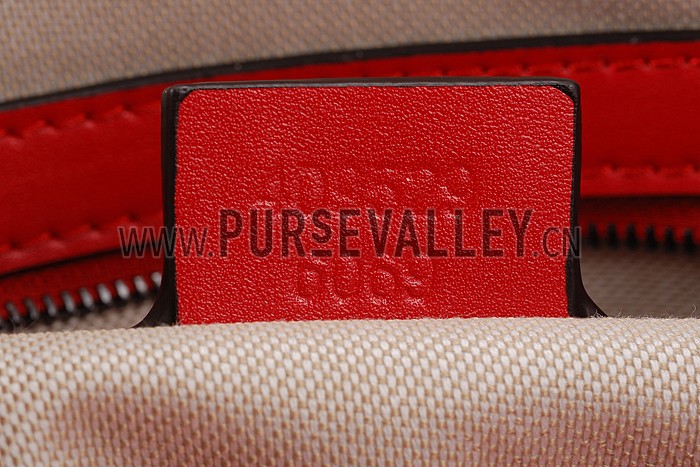 Gucci Boston Arabesque Canvas Shoulder Bag Red