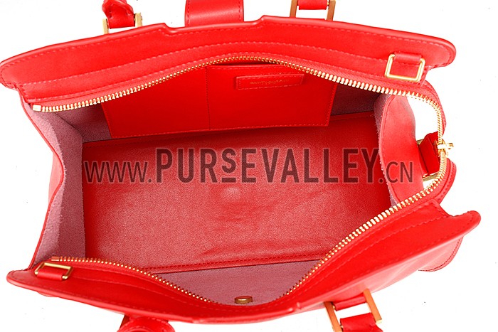 Saint Laurent Monogram Cabas Small Leather Bag Red