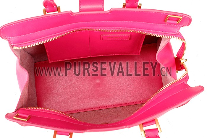 Saint Laurent Monogram Cabas Small Leather Bag Fuchsia