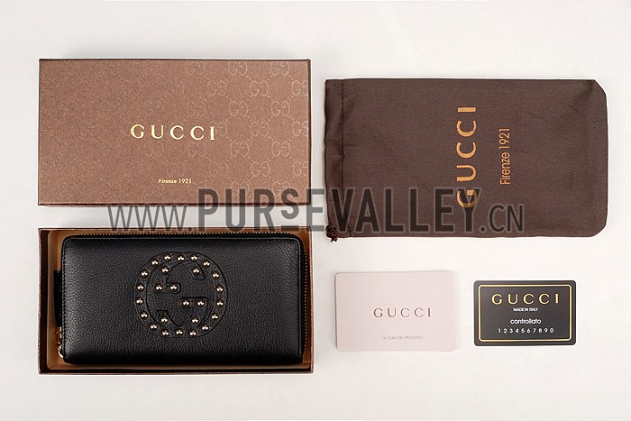 Gucci Soho Disco Studded Wallet Black