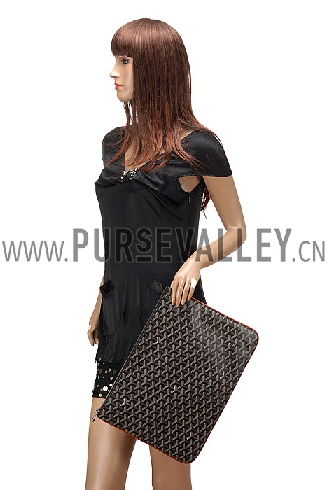 Goyard Large Pouch Black And Tan Leather Trim