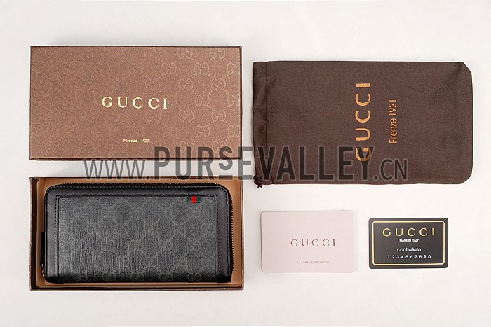 Gucci Canvas Wallet With Black Leather Trim