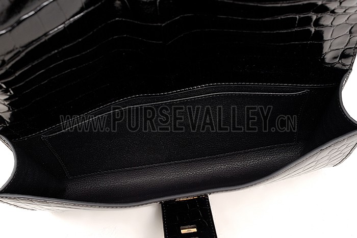 Hermes Medor Crocodile Leather Black Clutch 18926677