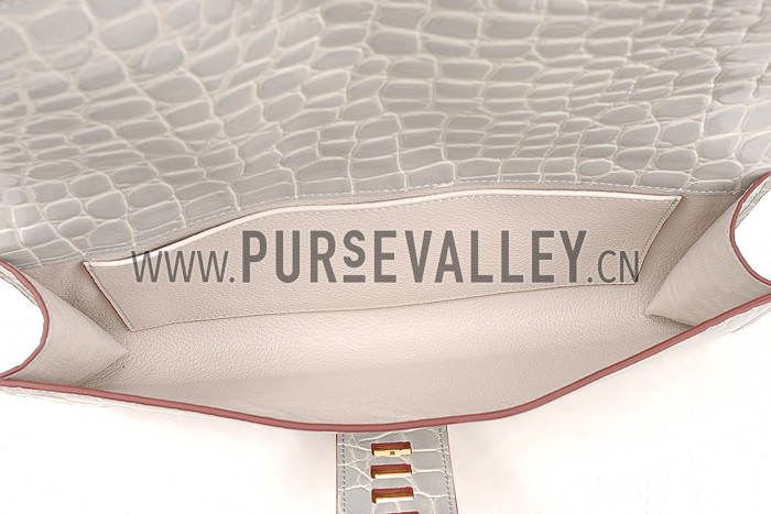 Hermes Medor Crocodile Leather Grey Clutch 18926679