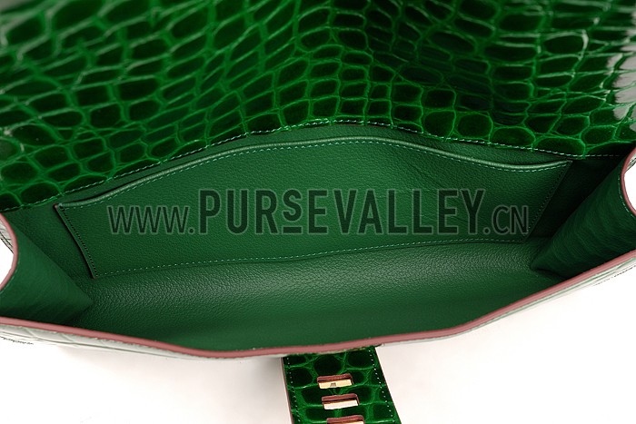 Hermes Medor Crocodile Leather Green Clutch 18926680