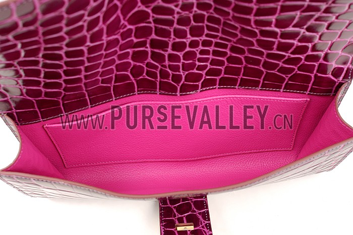 Hermes Medor Crocodile Leather Plum Clutch 18926682