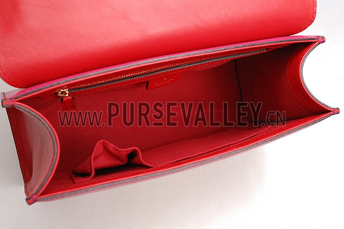 Gucci Padlock Leather Shoulder Bag Red & Fuchsia