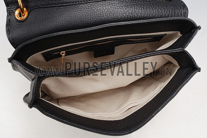 Gucci Marmont Leather Shoulder Bag Black