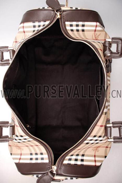 Burberry Haymarket Black Trim Large Duffle Bag