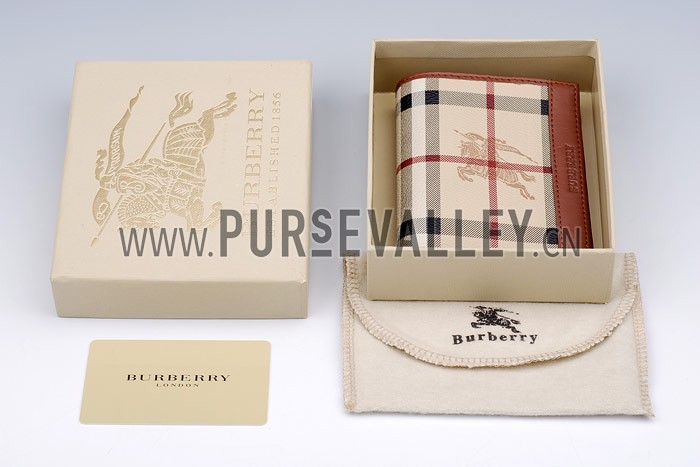 Burberry Haymarket Check Folding 6 Cards Wallet Brown