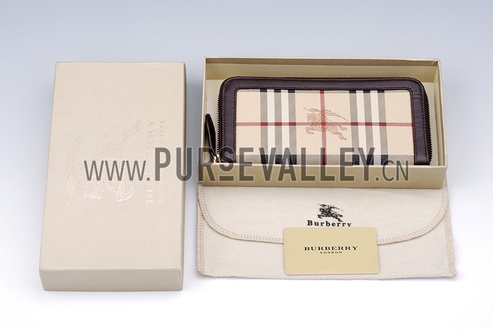 Burberry Nova Check Zip Around Wallet Black Trim