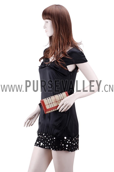 Burberry Haymarket Check Large Wallet Red