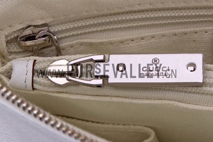 Gucci Web White Leather Small Messenger Bag