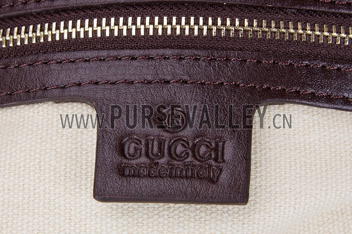 Gucci Soho Dark Brown Trim Logo Printed Canvas Working Tote