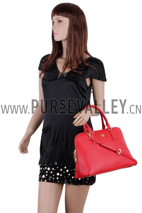 Prada Saffiano Medium Promenade Tote Red