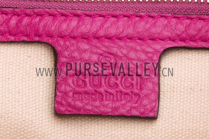 Gucci Large Soho Leather Shoulder Bag with Chain Straps Bright Pink