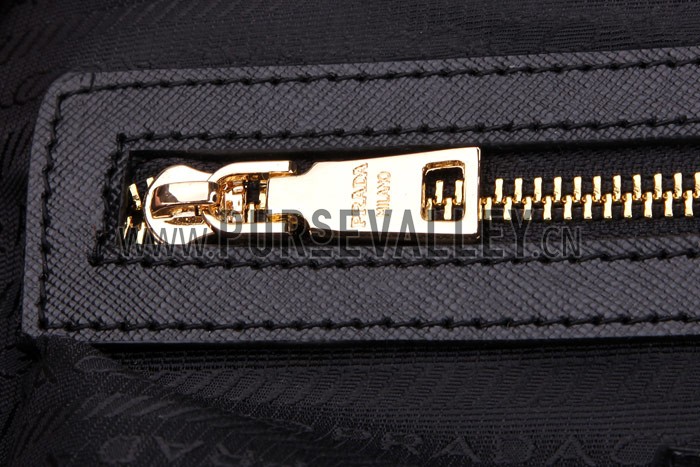 Prada Saffiano Shoulder Strap Bowler Bag Black