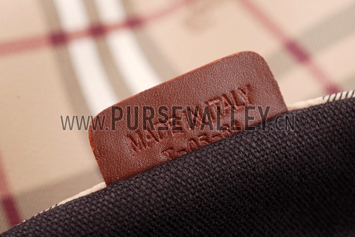 Burberry Haymarket Small Tote Brown Trim