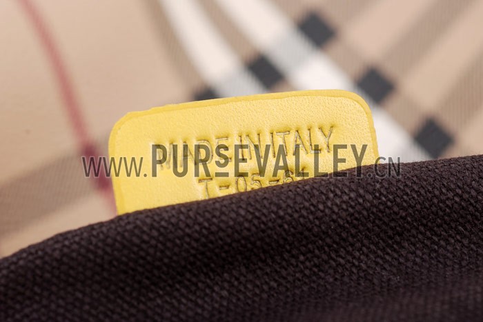Burberry Haymarket Small Tote Yellow Trim