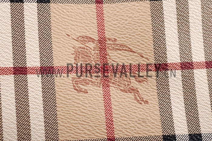 Burberry Haymarket Medium Tote Dark Brown Trim