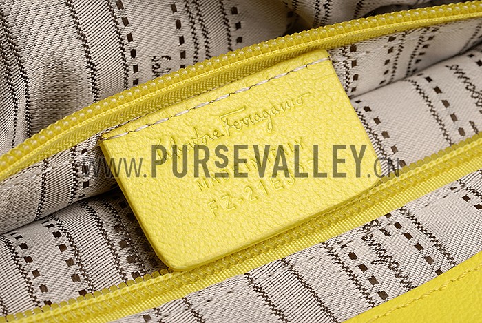 Salvatore Ferragamo Pebbled Leather Sofia Medium Yellow 608264