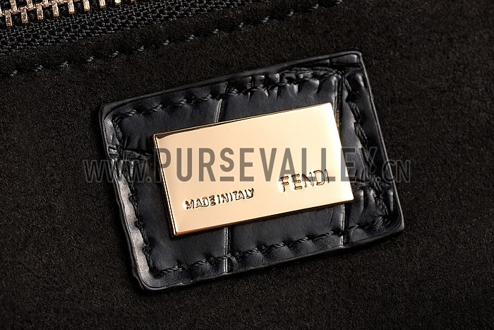 Fendi Mini Peekaboo Black Croc Leather Bag 608294