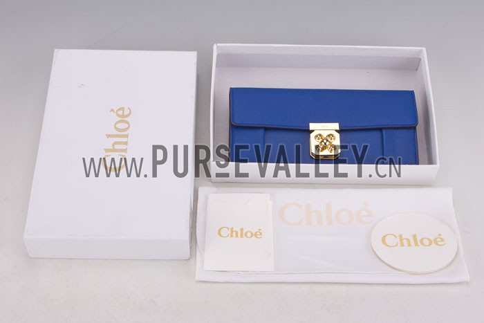 Chloe Elsie Long Wallet With Flap Bag Calfkin Blue