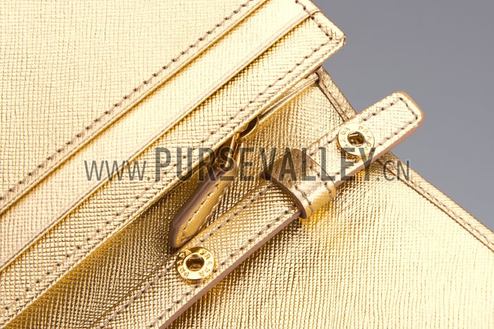 Prada Continental Wallet with Strap Gold